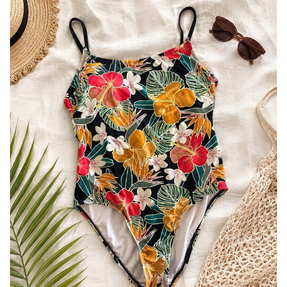 Hurley One Piece Swimsuit Tropical Floral Hawaiian Resort Beach Boho Women’s XL